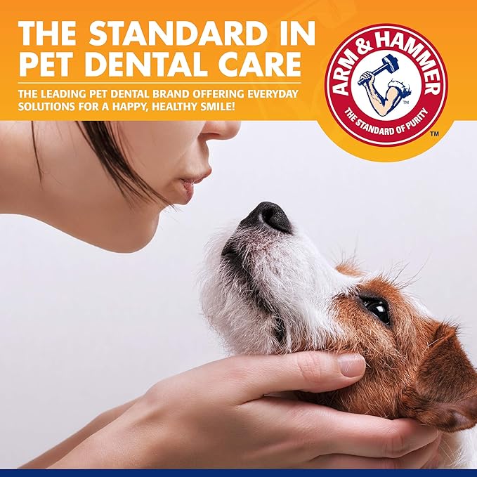 Arm & Hammer for Pets Tartar Control Dog Dental Care Kit, Dog Toothpaste Kit with Toothbrush and Finger Brush for Oral Hygiene and Fresh Breath Care, Banana Mint Flavor, 2.5 oz, 3-Piece Kit - 48 Pack