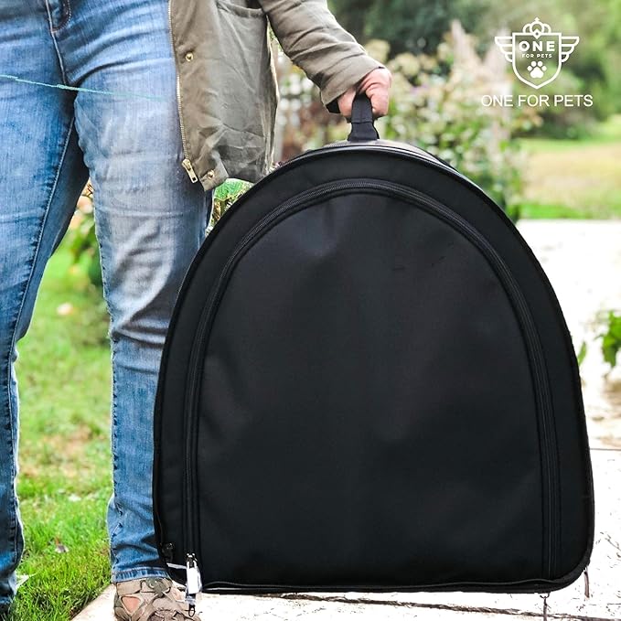 One for Pets Portable 2-in-1 Double Pet Kennel/Shelter, Fabric, Black/Royal Blue 20"x20"x39" - Car Seat-Belt Fixture Included (Gray)