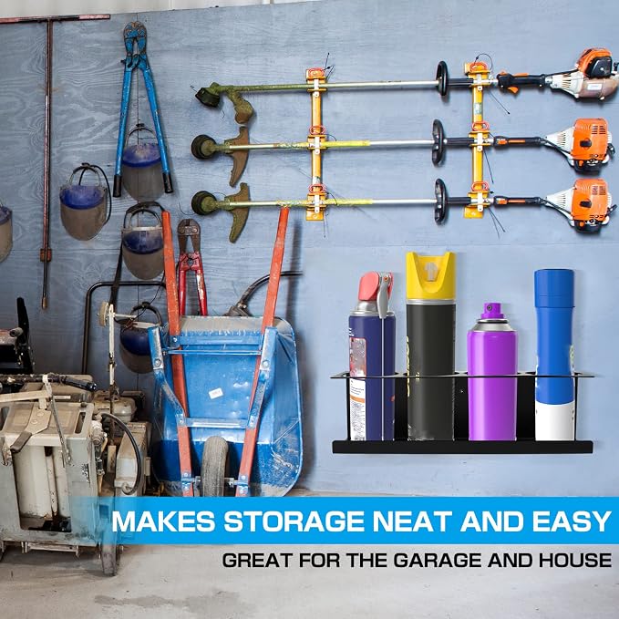 RealPlus Aerosol Spray Can Holder Rack Organizer, 4 Can Spray Bottle Holder Heavy-Duty Steel Wall Mounted for Garage and Workspace, Pack of 3