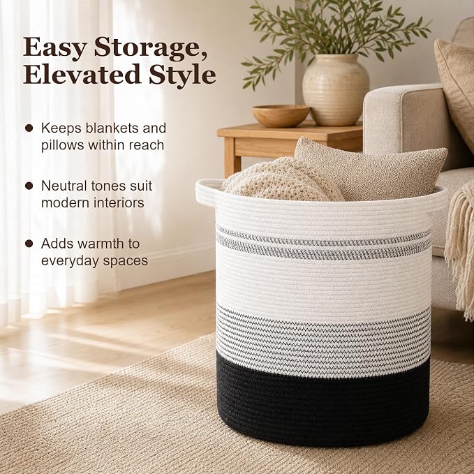 OIAHOMY 80L Laundry Basket Laundry Hamper Nursery Hamper Gradient Dark | Tall Dirty Clothes Hamper with Handle,Blanket Basket,Decorative Basket for Living Room,Storage Basket,Toy Storage