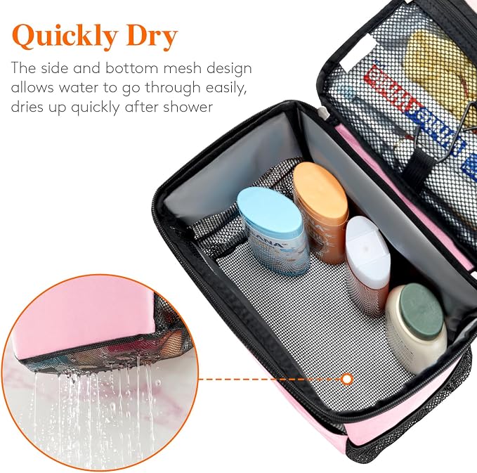 Lifewit Mesh Shower Caddy Bag Portable for College Dorm Room Essentials, Hanging Organizer Basket, Quick Dry Tote Bag for Camping, Bathroom, Beach, Travel, Large, Pink | Portable, Quick Dry, College Dorm Room Essentials, Tote Bag for Toiletry, Bathroom...