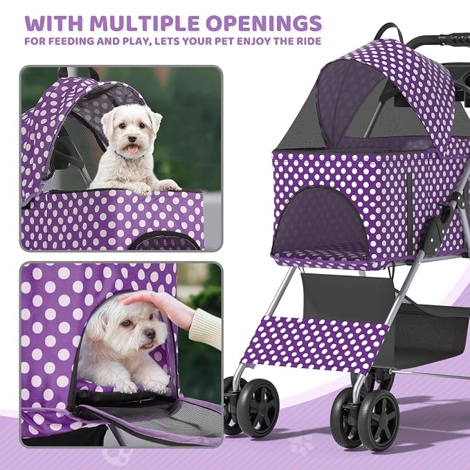 Magshion 3-in-1 Foldable Pet Stroller for Small to Medium Dogs and Cats | Dog Travel Jogger with Detachable Carrier, Cup Holder & Storage Basket, For Small/Medium Dogs & Cats Up to 33 lbs