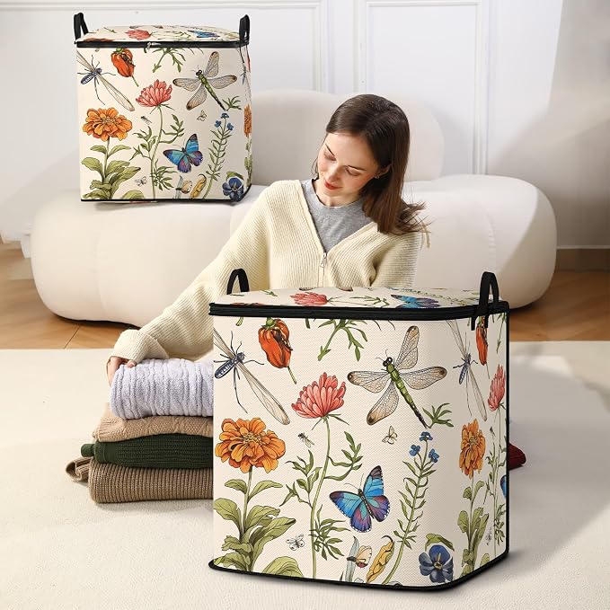 2pcs storage bags for bedding,blanket organizer with zipper 95L | king comforter sheet quilt duvet sweater pillow clothes storage for closet,moving essentials containers with portable handles