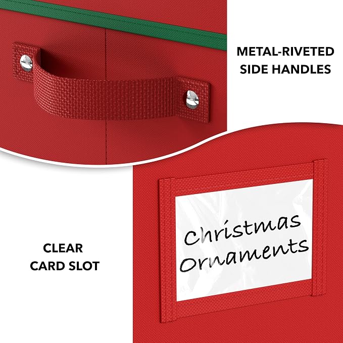 Simple Houseware 64 Christmas Ornament Storage Box with Adjustable Dividers | Heavy-Duty
