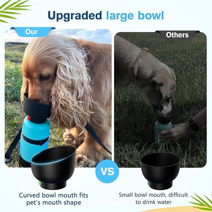 Pecute Dog Water Bottle Portable 22 oz with 5 oz Food Container, Poop Bag Holder, Portable Dog Water Bottle Dispenser, Leakproof, Lightweight, Pet Water Bottle for Dogs Outdoor Travel Walking | Portable, Lightweight, Leakproof BPA Free for hiking, camp...