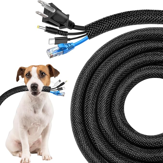 Secbolt Cord Protectors from Pets No Chew, 10FT - 1 Inch, Black | Durable Cord Covers for Pets, Bite-Resistant Wire Protector for Cats, Dogs, Rabbits