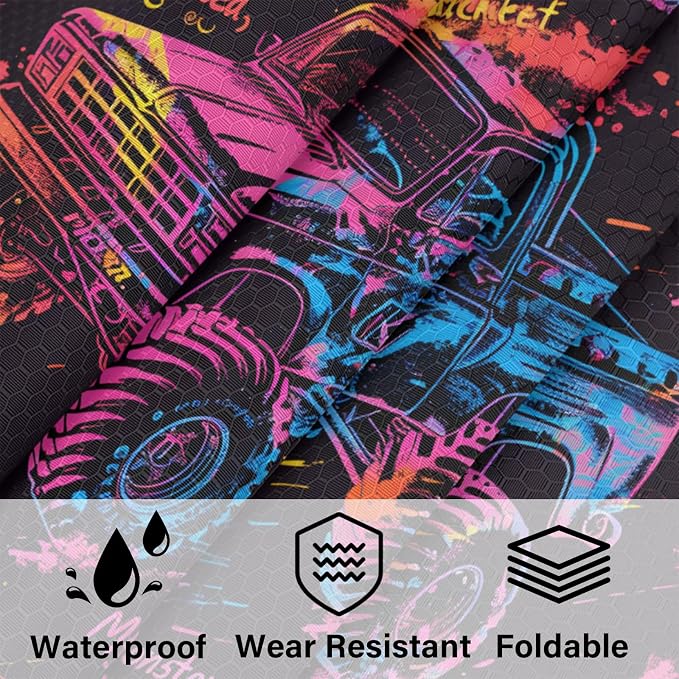 Monster Truck Compression Packing Cubes Cartoon Cars 6 Set Travel Packing Cubes for Suitcases Lightweight Expandable Organizers