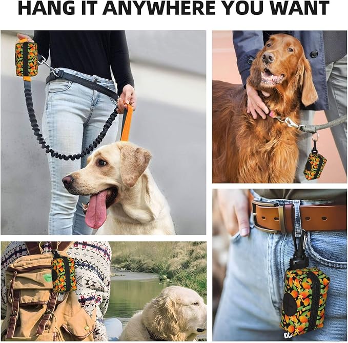 Mango Flower Pet Waste Bag Dispenser 0.2L | Portable Dog Poop Holder Waste Bag With Zipper Park Doggy Walking Accessory