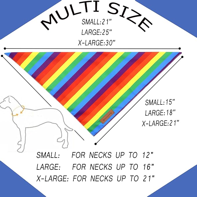 Realeaf Pride Dog Bandanas 2 Pack, LGBT LGBT+ Rainbow Scarves Bibs for Dogs, Premium Durable Fabric, Triangle Reversible Bandana for Small Medium Large and Extra Large Dogs Pets (Pride Day, Small)