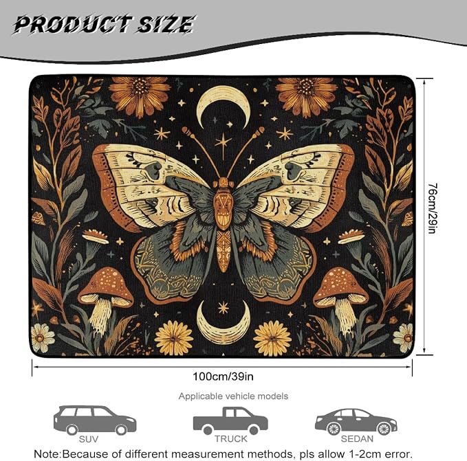 Moon Moth Cargo Liners Dustproof Car Rear Floor Mats, All Weather Trunk Protection Non Slip Cargo Mat Cover Universal Fits for Cars SUV Sedan Auto Accessories Decor
