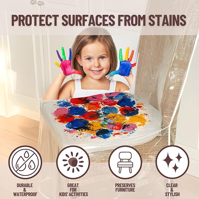 Evelots 4-Pack Clear PVC Dining Chair Covers, Spill-Resistant Protectors | Heavy-duty clear vinyl helps protect kitchen chairs from dust, spills, pet hair and claws; wipes clean with a damp cloth.