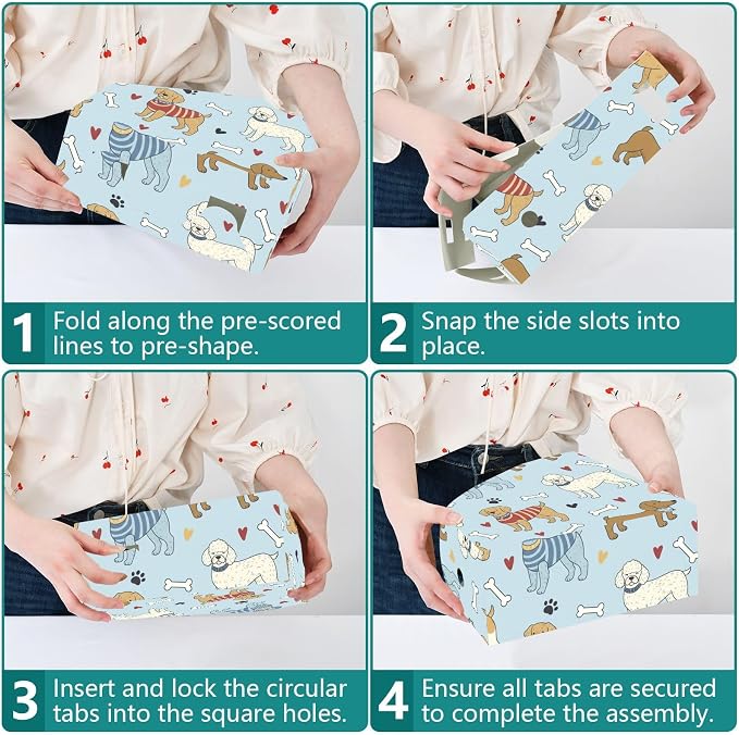 Emelivor Pets Blue Dogs Print Magazine Holder Set of 3 Desk File Organizer Foldable Vertical Folder Holder with Labels for Office Organization Book Bins for Library Classroom Home