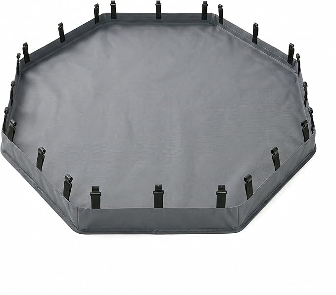 PJYuCien 2-in-1 Octagonal Dog Playpen Bottom Pad for 24" Side Pen, Gray | Dual-function Pad, For Puppy Small Animals, Protects Floors, Easy Clean, 600D Oxford, Snap Hooks