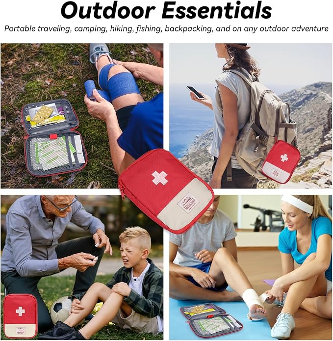 Faylapa 3 Pcs Mini Empty First Aid Bag, 7x5 inches Mini Portable Medical Pouch, Travel Emergency Multifunction Emergency Storage Bag for Hiking, Home, Travel, Camping, Outdoor, Car, Office(Bag Only)