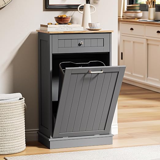 Spurgehom Trash Can Cabinet 13 Gallon, Garbage Cabinet with Drawer