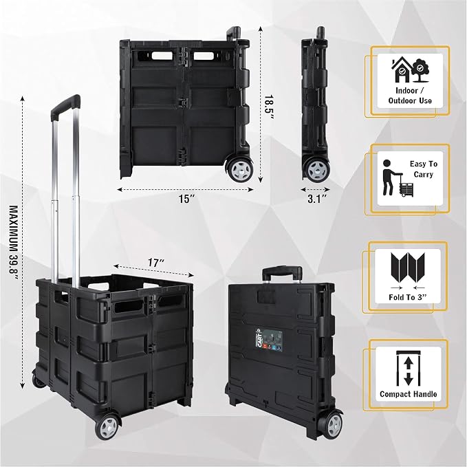 Olympia Tools 85-010 Grand Pack-N-Roll Portable Tools Carrier with Telescopic Handle, 80 Lb. Load Capacity, Black 2025 New Version
