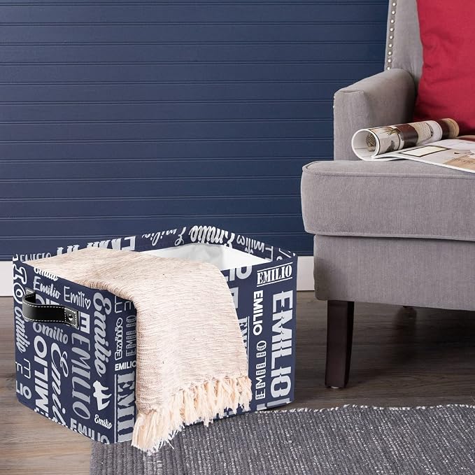 Personalized Toy Box Storage Bins for Boys Girls with Name, Kids Custom Storage Basket Cubes Organizer with Handles, Shelf Closet Storage Baskets Bin Customized Gift, 1 Pack