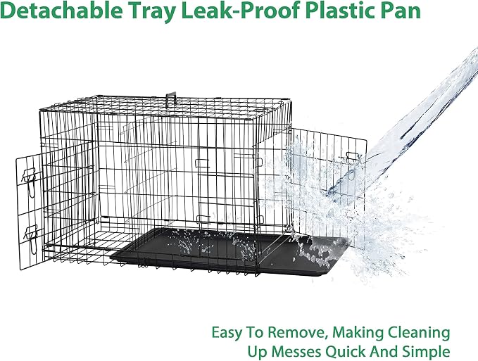Collapsible Dog Crate, 24 Inch, Black, Foldable, Easy to Clean, Safe and Secure Construction, Ideal for Travel, Multifunctional