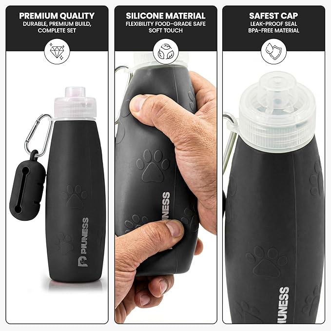 Ultimate 2-in-1 Dog Walk Essential – Portable Pee Cleaning Bottle + Detachable Poop Bag Dispenser (Black)