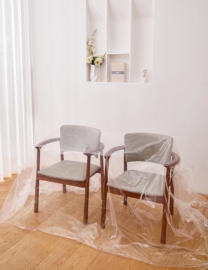 TopSoon 2Pack Heavy Duty Plastic Chair Cover,Furniture Living Room Chairs for Storage and Moving,Waterproof Dust-Proof Armchair Covers,Clear Couch Covers, 46-inch by 76-inch