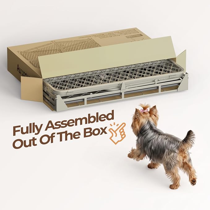 36 Inch Collapsible Dog Crate for Medium Dogs, Foldable Metal Dog Kennel with Reinforced Diamond Wire Mesh, Escape Proof Foldable Dog Cage, Leak-Proof Removable Tray, Double Secure Door Latch