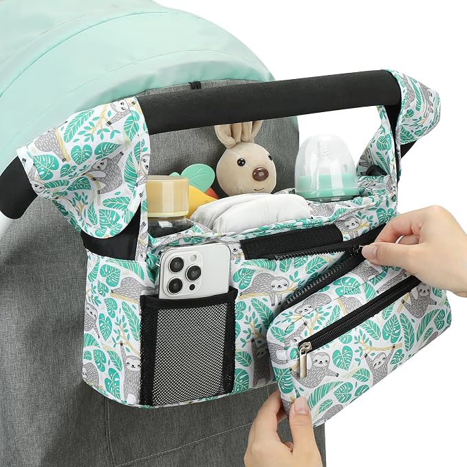 Accmor Universal Stroller Organizer with Insulated Cup Holder Detachable Phone Bag and Shoulder Strap,Stroller Bag Caddy Organizer for Uppababy, Baby Jogger, Britax Strollers