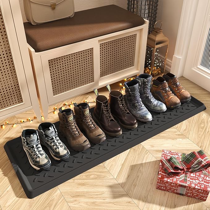 SUPENUIN Extra Large Boot Tray 48 Inch Boot Storage Heavy Duty Rubber Mats for Floor Waterproof Shoe Mat Tray for Entryway Multi Use Shoe Rug 16x47.5 Inches