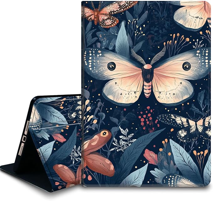 Bxgolkgd Tablet Case for Samsung Galaxy Tab E 9.6 Inch 2015(SM-T560/T561/T567),Shockproof Stand Cover with Heat Dissipation,Auto Wake/Sleep Function,Moth Art