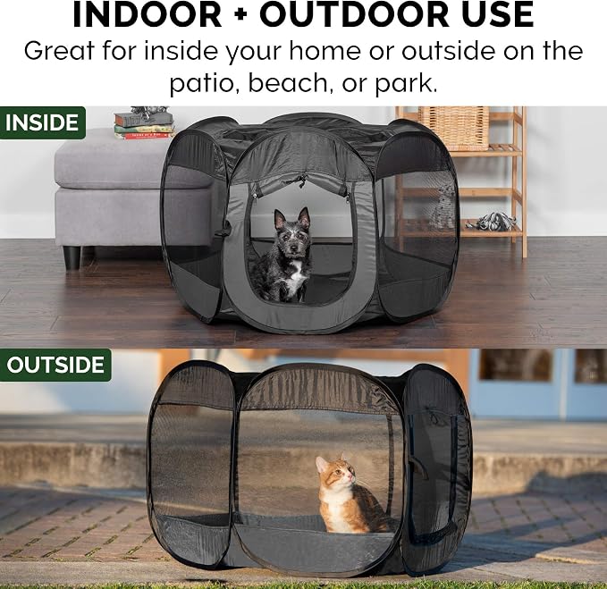 FurHaven Soft-Sided Dog & Cat Playpen, Portable Foldable Indoor & Outdoor Pet Playpen with Mesh Windows & Zippered Door, Gray, Large (Pack of 8)