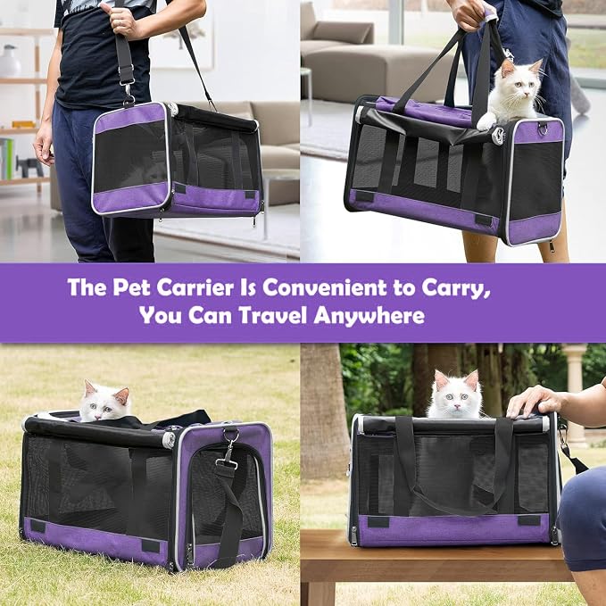 GAPZER Carrying Bag Yorkie Dog Travel Kennel Ventilated Soft Pet Carrier | Privacy Protection Big Kitten Car Travel Cloth Carry Bag up to 20 lbs, Small Animal Portable Mesh Kennel Cage for Vet Visits