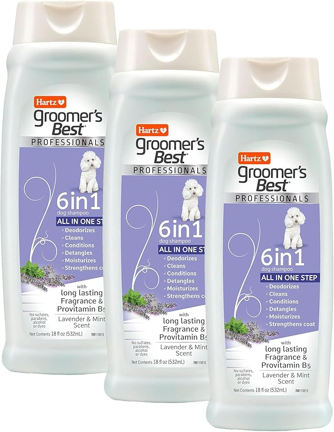 Hartz Groomer's Best Professionals 6-in-1 Dog Shampoo and Conditioner in One, 18 oz (Pack of 3)