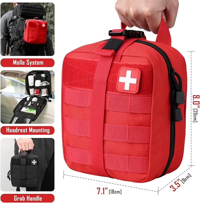 LIVANS 1000D First Aid Bag Empty, Medical Ifak Pouch for Emergency & EMT | Molle Compatible, Rip-Away & Quick-Release Design, Versatile for Tactical, Camping, Hiking and Travel