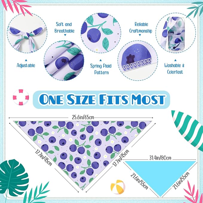 Sanwuta 60 Pcs Dog Bandanas Summer Fruit Dog Bandanas Bulk Adjustable Pet Bibs Triangle Scarf Cat Costume for Small to Large Pet (Fruit Pattern, Medium)