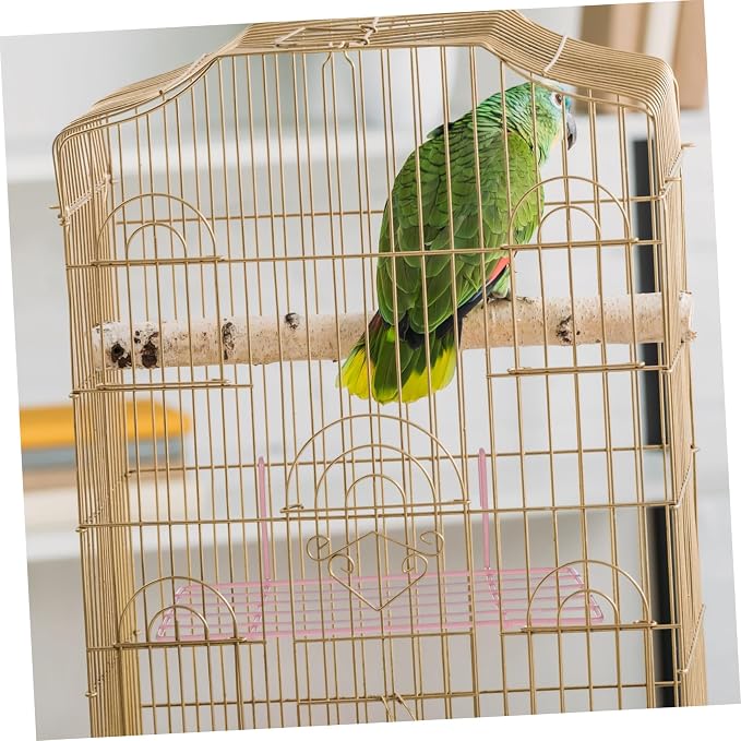 Healifty Pink Hanging Grid Iron Wall Shelf for Pet Parrots Bird Perch Stand with Hooks Sturdy Load Bearing Iron Frame for Climbing Playing and Displaying Small Items Easy to Install