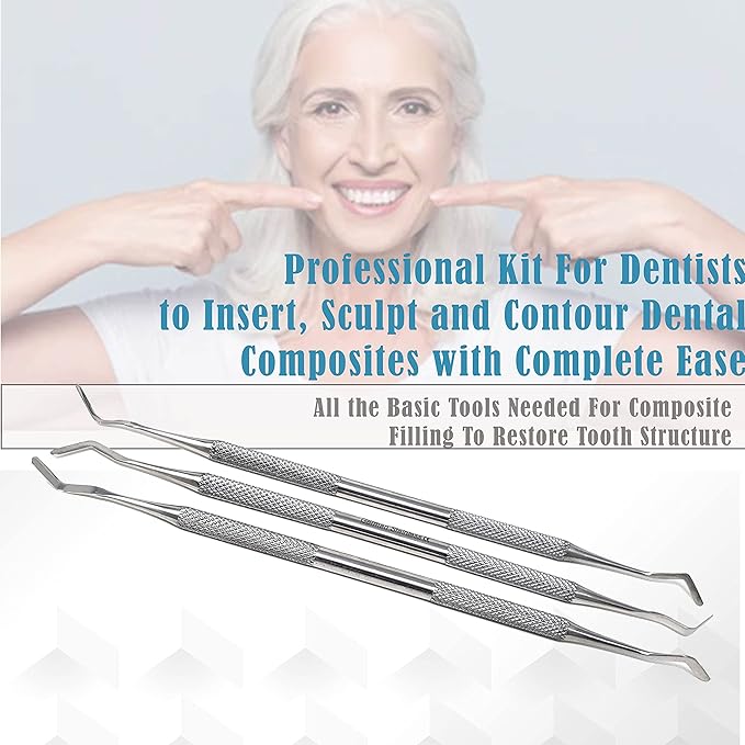 Professional Dental Tools Dental Picks Oral Care Kit, Stainless Steel Hygiene Kit Set with Tooth Scraper Tartar Scaler Tweezers Mouth Mirror for Personal & Pet Oral Care Use (Heidman Set of 3 Pcs)