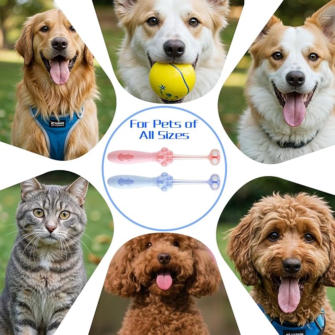 3 Pcs Three Sided Dog Toothbrush Pet Toothbrush Multi-Angle Dental Cleaning Brushes Easy Teeth Cleaning for Oral Health Medium and Small Dogs Cat
