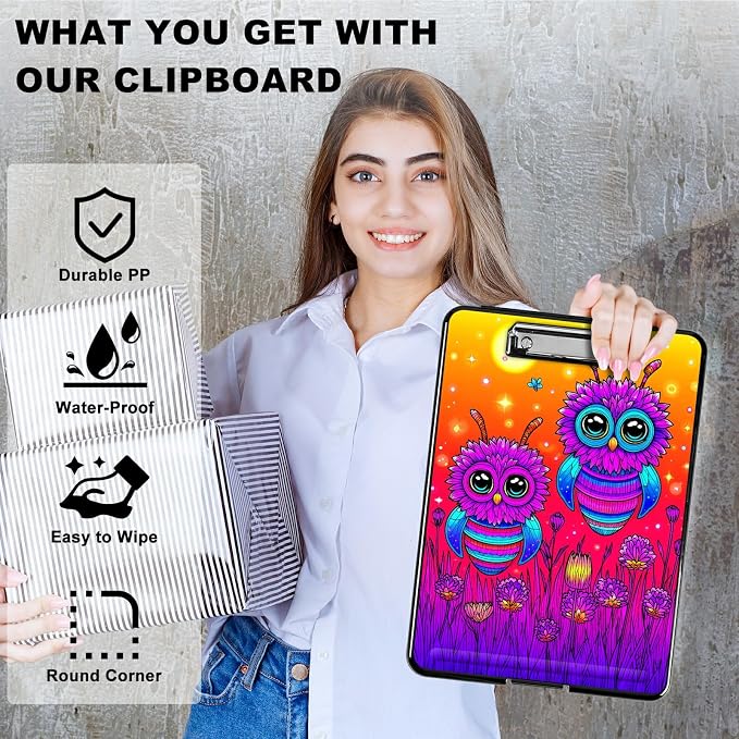Heavy Duty Storage Clipboard, Slim Nursing Clipboard with Internal Pen Case, Portable File Organizer Case for A4 Letter Size Paper Office Medical Professionals, Honey Sunset