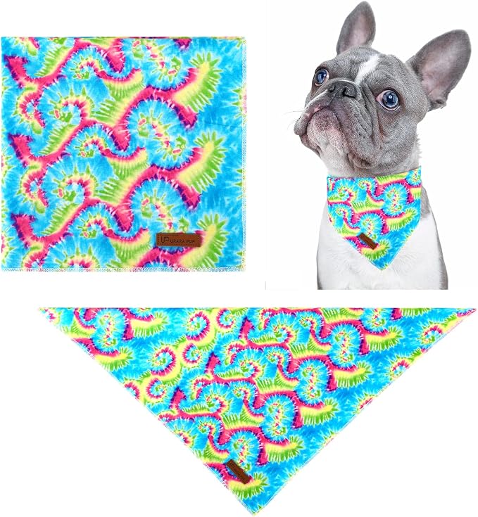 Dog Bandana - Comfortable Cotton Triangle Bid Scarf for Medium Large Dogs, Washable Pet Kerchief for Girl Boy, Tie Dye, Cute Classic