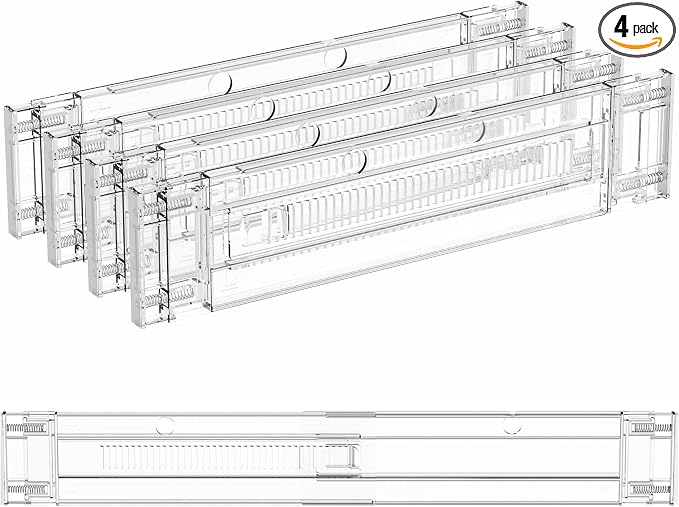 4 Pack 3.2 Inch Shallow Acrylic Drawer Dividers for Clothes,Expandable Deep Dresser Dividers From 15 to 21'',Adjustable Drawer Separators for Dresser,Nursery and Baby Clothing,Sock,Underwear