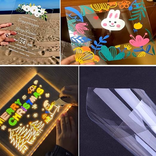 6 Pack PET Sheet Panels for Art, Posters | 8.5" x 11" x 0.02 Clear Acrylic Sheet Glass Alternative for Paintings Arts and Poster Frames Plastic Board Sheets