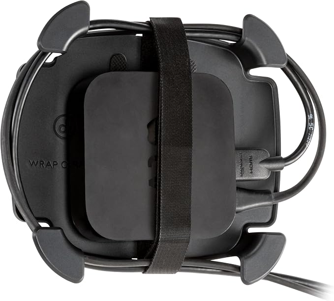 Wrap Caddy Streaming Device Organizer | Streaming device and cable organizer, adjustable strap, cable management tabs, mounts behind TV, reduces clutter