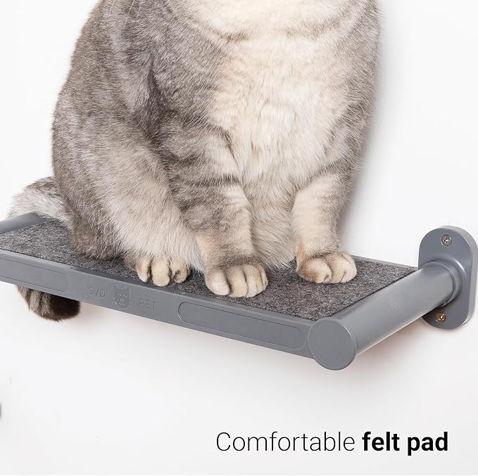 Cat Wall Shelves, 17" x 8" Wall Furniture with Felt Pad, Modern Design, Easy to Install & Clean, Cat Perch for Sleeping & Playing (Dark Grey)