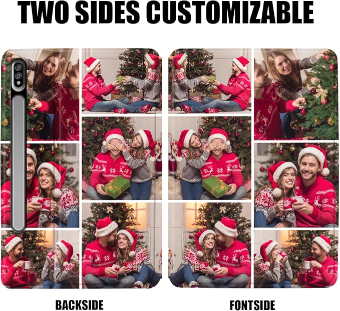 Custom Photo Personalized Flip Case for Samsung Galaxy Tab S8+/S8 Plus 12.4 inch(2022),Model Code: SM-X800/X806, Samsung Galaxy Tablet Customized Picture Text Leather Stand Cover Protective Case