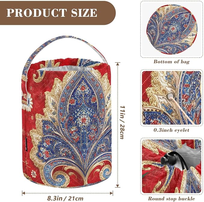 Tatenale Crochet Bag Yarn Bag Knitting Project Bag with Pockets and Handle Portable Yarn Storage Organizer Tangle Free 8.3x11 InchRed Vintage Paisley29