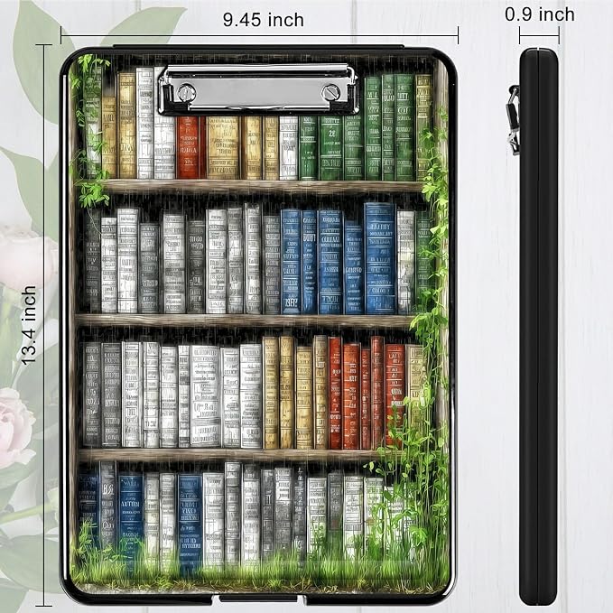 Heavy Duty Storage Clipboard, Slim Nursing Clipboard with Internal Pen Case, Portable File Organizer Case for A4 Letter Size Paper Office Medical Professionals, Green Books