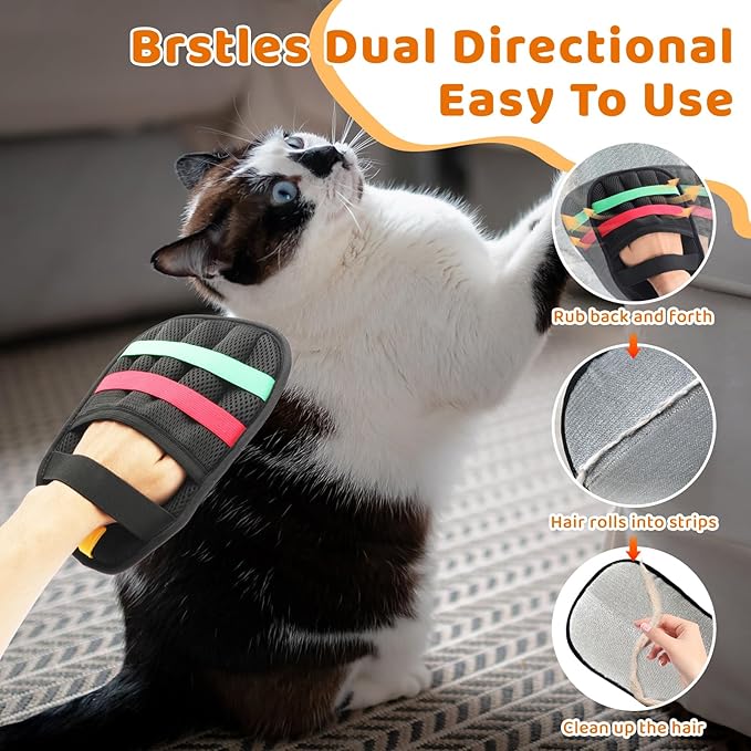 Pet Hair Remover Glove for Dogs & Cats, Newly Upgraded Reusable Electrostatic Pet Hair Gloves, Pet Hair Remover Tool for Clothing, Couch, Carpet, Car Seat（1Pcs-Orange