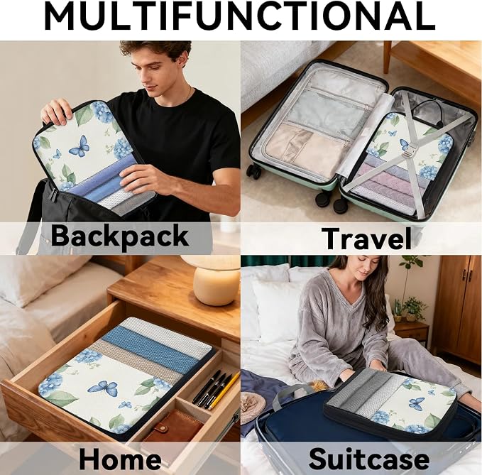 Hydrangea 6 Set Compression Packing Cubes Flower Expandable Packing Organizer for Travel Accessories Luggage Suitcase Bag