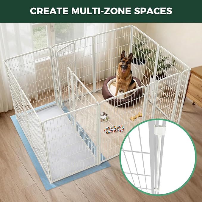 FXW Homeplus Indoor Dog Playpen with Divider Connectors, 45" H, 12 Panels | Calm Indoor Play Area, Two-Zone Layout, For Large Dogs, Patented