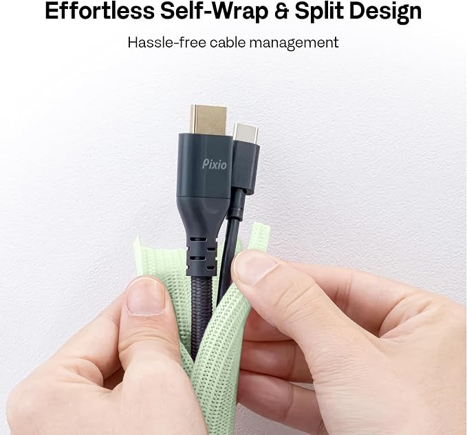Pixio 10FT Tubing Cable Sleeve – Mint Green 1/2 inch Flexible Cable Management Sleeve for PC, Gaming, TV & Office, Wire Organizer for Desk Cable Cleanup