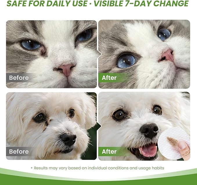 Dog Eye Wipes Tear Stain Remover for Dogs & Cats, Gentle Pet Eye Cleaner Pads to Remove Discharge, Crust & Boogers, Natural Grooming Supplies for Puppy, Kitten - 100ct, Coconut Scent